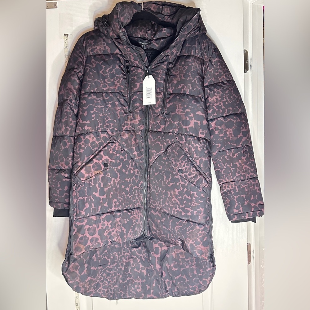 Universal Standard Leopard Print Puffer Jacket, Size 00-0 Small New
